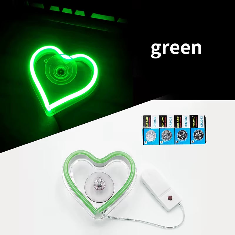 Window Neon Lights, Triangular Windows, Heart-Shaped Lights, Illuminated Heart-Shaped Decorations, Car Interface, Wireless Remot