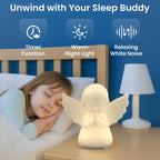Hiseeme Angel Baby Night Light — White Noise (Baby-Breath + Piano), Soothing Sleep Aid for Infants & Kids，7 RGB Colors, Guided Breathing (Voice+Light) | Tap Ctrl, USB-C, Bpa-Free Silicone, 12-Month Replace