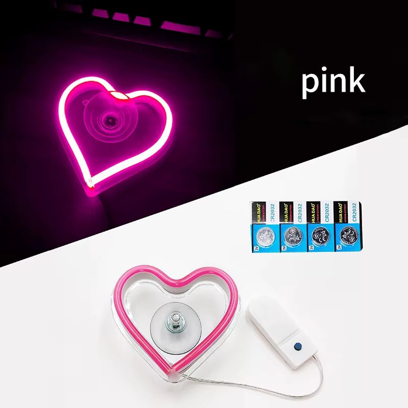 Window Neon Lights, Triangular Windows, Heart-Shaped Lights, Illuminated Heart-Shaped Decorations, Car Interface, Wireless Remot