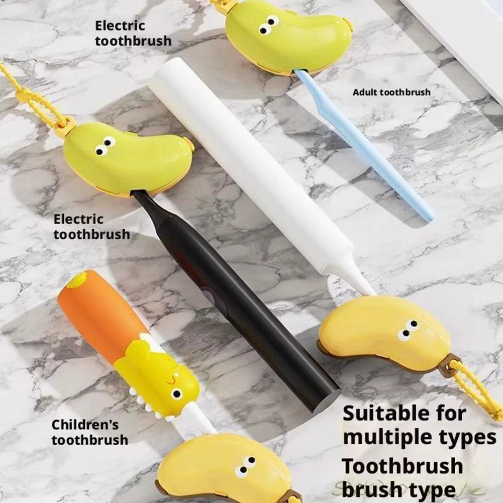 Portable Toothbrush Holder Must-Have Travel Toothbrush Protective Cap Cute Banana Hiking Camping Brush Cap Case ABS Dust Cap