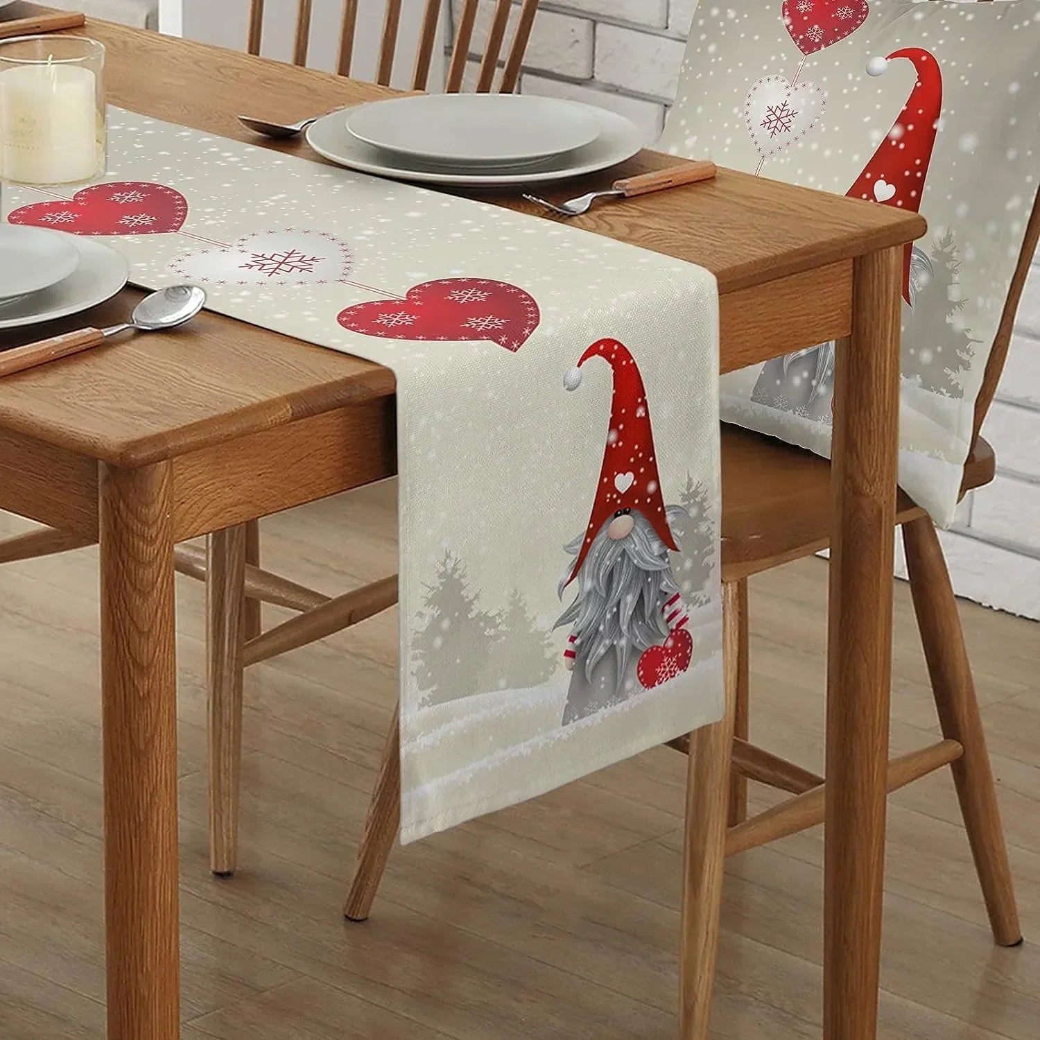 Christmas Gnome Snowflake Love Heart Linen Table Runners Dresser Scarves Decor Reusable Kitchen Dining Table Runner Party Decor