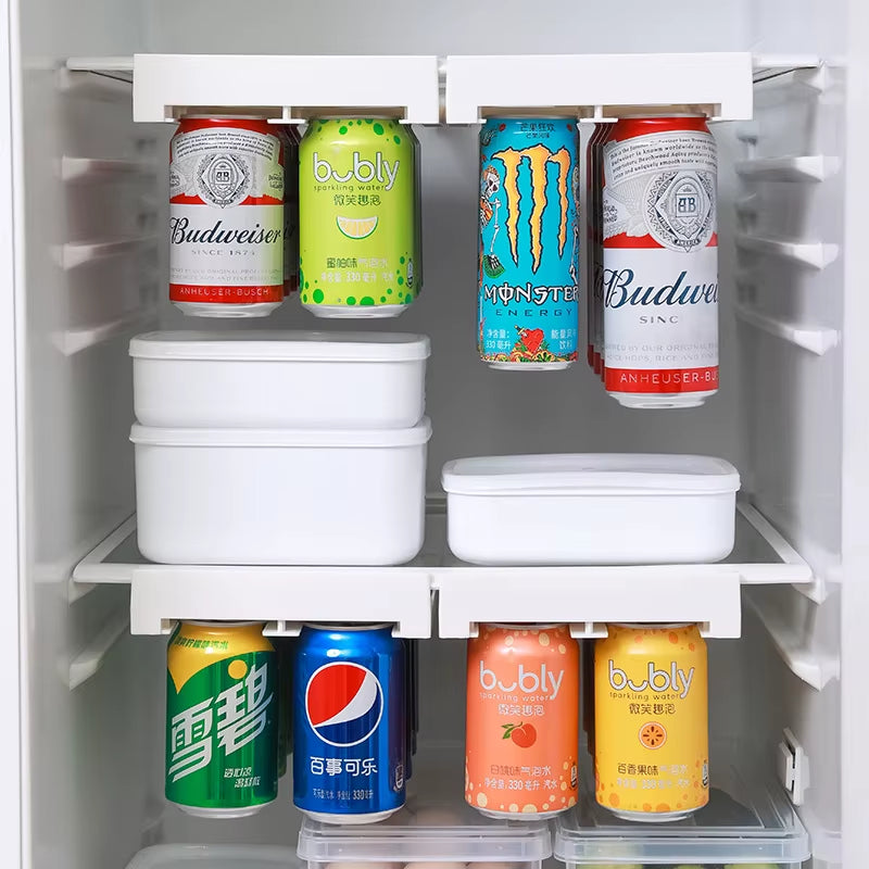 Refrigerator Storage Cabinet Drawer Soda Can Dispenser Beverage Rack Plastic Food Storage Rack for Refrigerator Cabinet Kitchen